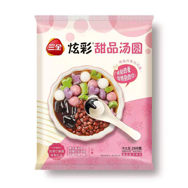 甜品湯圓--炫彩芝麻玫瑰紅豆260g